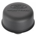 1964-73 BREATHER CAP, "MUSTANG"- SATIN BLACK, PUSH IN STYLE